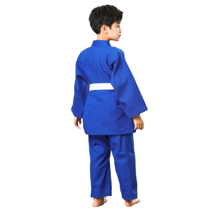 Pantalon de judo à tissage unique, blanc et bleu, ceinture blanche gratuite, pantalon kimono pour la compétition ou l’entraînement, Gi 450 GSMS 5