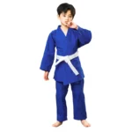 Pantalon de judo à tissage unique, blanc et bleu, ceinture blanche gratuite, pantalon kimono pour la compétition ou l’entraînement, Gi 450 GSMS 4